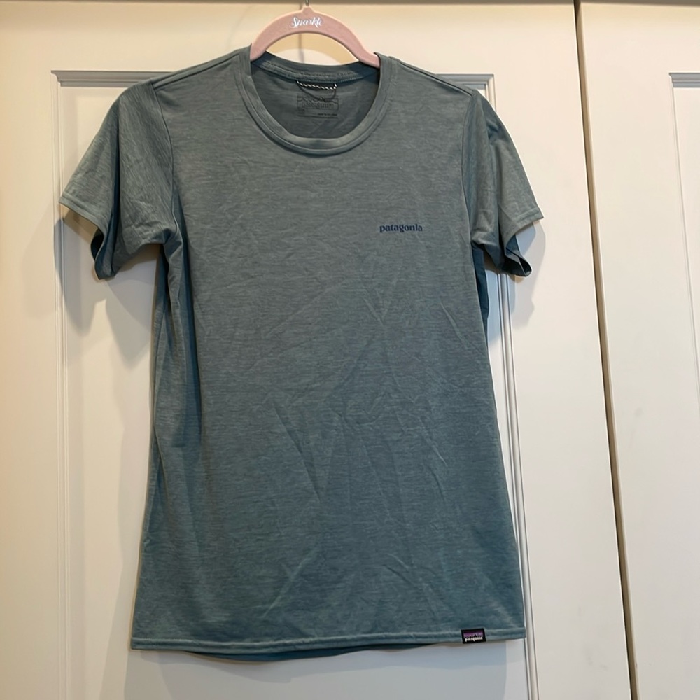 Patagonia dry fit T-shirt. Size extra small. Short sleeve. Slate blue.